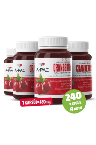 Kızılcık Sepeti A-Pac Cranberry Turna Yemişi Kızılcık Ekstresi 4 x 60 Kapsül