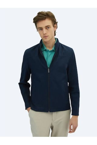 Kip Lacivert Regular Fit Gizli Kapüşon Casual Dokuma Çift Taraflı Mont Lacivert