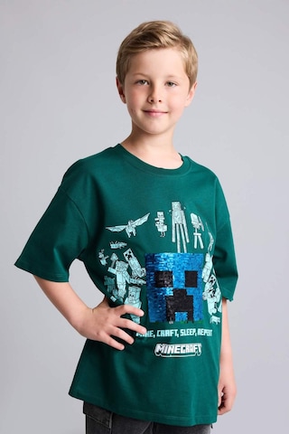 Defacto Minecraft Lisanslı Oversıze Payetli Bisiklet Yaka Kısa Kollu Yeşil Tişört Erkek Çocuk H8262a826hsgn516 Yeşil-gn516