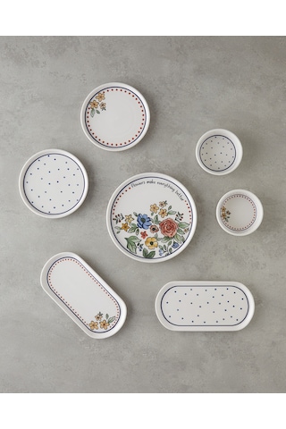English Home Linea Seramik Kahvaltı Takımı 14 Parça 6 Kişilik Renkli Çok Renkli