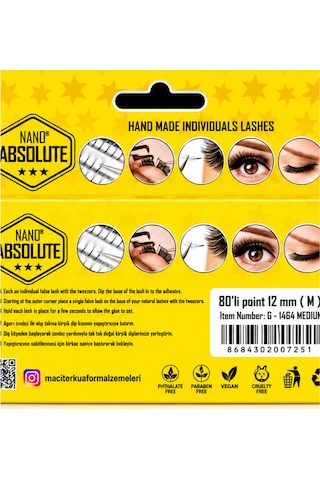 Nano Absolute Naked Extensions El Yapımı Takma Kirpik 12 Mm Medium G-1464