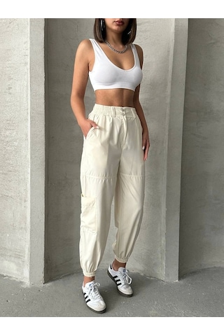 Kazax Jogger Lastik Paça Pantolon Bej