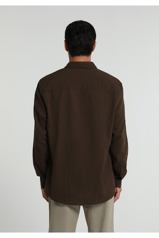 Colin's Colins Regular Fit Shirt Neck Düz Erkek Kahverengi Uzun Kol Gömlek Cl1082053 Q1.v1 Brw