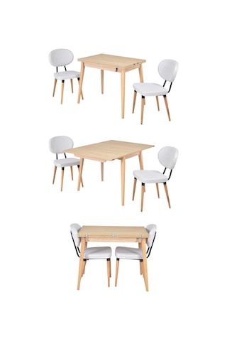 Vilinze Deniz Sandalye Avanos Ahşap Mdf Mutfak Masası Takımı - 90x120 Cmavanos-06090k-nn-d33n-deniz2-sigmabeyaz Akdeniz