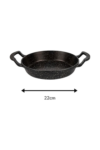 22 Cm Maksi Yanmaz Yapışmaz Sahan Çift Kulplu Siyah