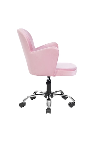 Markaelz Krom Metal Ayaklı Ofis Çalışma Sandalyesi Kelebek Pembe