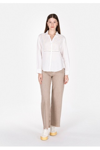 Colin's Colins Regular Fit Shirt Neck Düz Kadın Beyaz Uzun Kol Gömlek Cl1073700 Q1.v1 Wht Beyaz