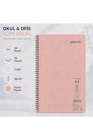 Mynote Flex Pastel A4 96 Yaprak 60 Gr Spiralli Çizgili Defter Somon