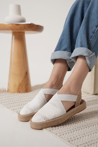 Roof Atelier Rosa Beyaz Triko Espadril Ayakkabı Ayakkabı Beyaz