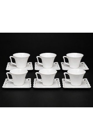Corcuhome Porselen 6 Kişilik Çay Fincan Takımı 200 Ml Beyaz