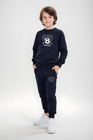 Erkek Çocuk Soccer Baskılı Bisiklet Yaka Eşofman Takımı Lacivert