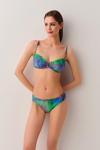 Suwen Palm Yanı Pileli Bikini Alt Sb25560372372 Palmiye Desenli