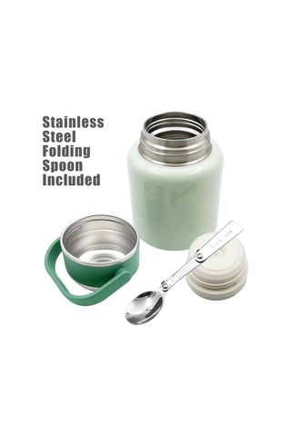 Çelik Mama Termosu Sıcak Veya Soğuk Yiyecekler İçin Öğle Yemeği Termosu 500 Ml Yeşil
