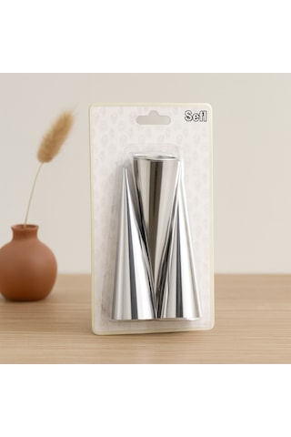 Metal Pasta Dekorasyon Kalıbı 3'lü Çap 3.4 Cm X 12 Cm Sarı