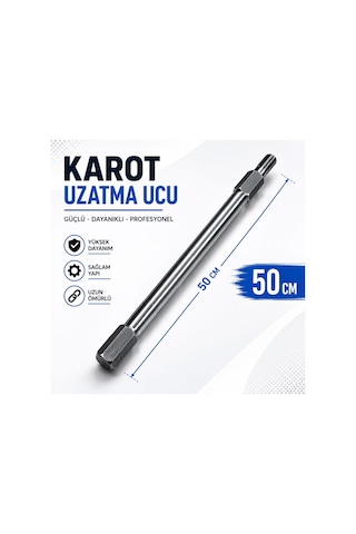 Karot Uzatma Ucu 50 Cm Karot Makinesi Uzatma Çubuğu Güçlü Çelik Gövde Uzun Ömürlü Kullanım