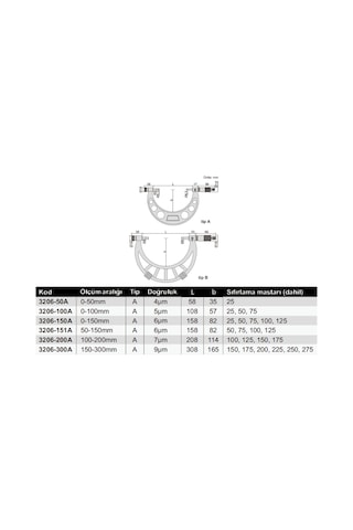 INSIZE 3206-300A Değiştirilebilir Uçlu Dış Çap Mikrometresi
