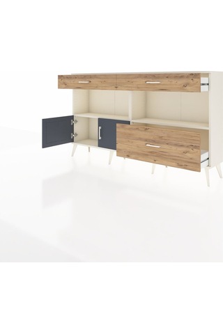 Arges Konsol 2 Raflı 3 Çekmeceli 2 Kapaklı 176x30x99 Aytaşı-antra Aytaşı-antrasit/çam