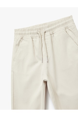 Koton Pamuklu Beli Bağcıklı Cepli Jogger Gabardin Pantolon Gri 6skb40018tw Gri