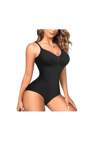Tezzgelsin Kadın İnce Askılı Çıtçıtlı Slip Body Korse Siyah