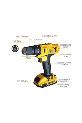 Prohummer Ph196 Darbesiz 24 Parça 58vf Max Şarjlı Vidalama Matkap Seti
