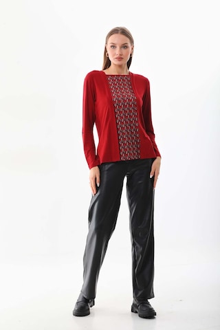 Sistas Kadın Desenli Uzun Kol Bluz 23525 Bordo