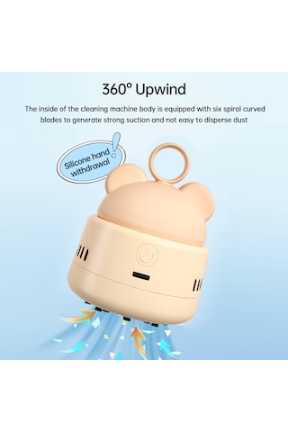 Singree Sevimli Kablosuz Mini Masa Süpürgesi - Usb Şarjlı, Klavye Ve Araç Temizliği İçin