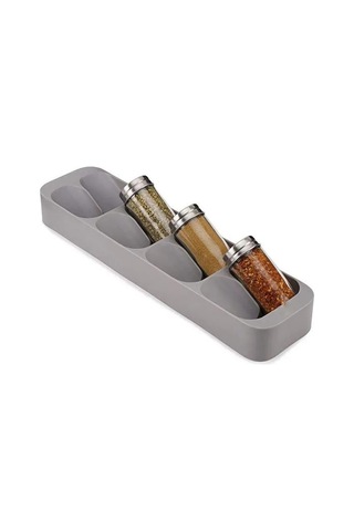 Geeroyoo 8 Bölmeli Baharat Saklama Kabı, Kaymaz Tabanlı, Dayanıklı Polimer-kum Kompozit, Gri Renk Gri