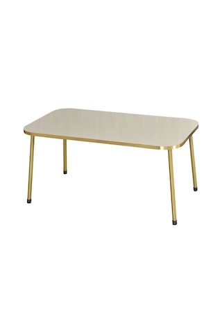 Zigon Sehpa Ve Orta Sehpa Kr Gold Metal Ayak Gold Krem Set