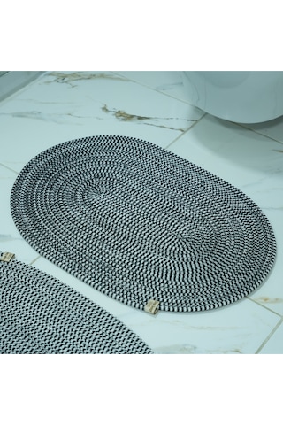 Zengin Supla 2'li Banyo Paspas Set Siyah - Beyaz