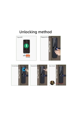 Tuya App Destekli, Smart Lock Akıllı Kapı Kilidi, Kart Okuyuculu Ve Parmak İzli