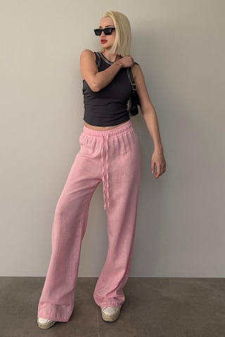 Madmext Pembe Bol Paça Müslin Kadın Pantolon Mg1980 Pembe