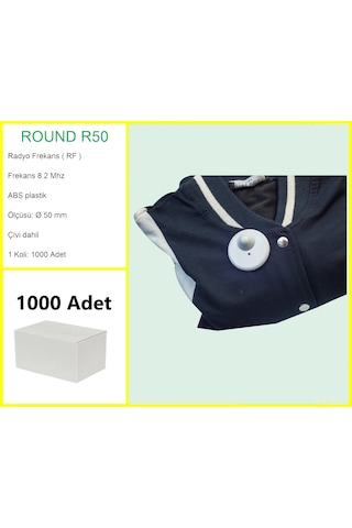 Round R50 Plastik Alarm Etiketi Rf Radyo Frekans 1000'li Koli