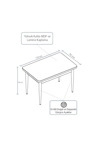 Familieconcept Meva Serisi 70x110 Beyaz Mdf Masa Sabit Mutfak Masası