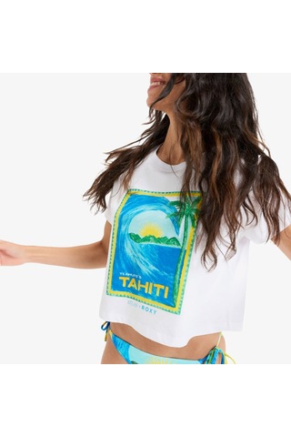 Roxy Atlas Oceanregular Kadın Beyaz Crop T-shirt Erjzt05921 Sarı
