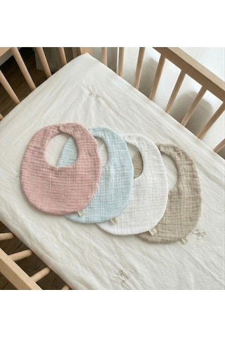 Oval 4'lü %100 Pamuk 8 Kat Müslin Bebek Önlüğü / Yakalık / Salya Önlüğü Oval 4'lü %100 Pamuk 8 Kat Müslin Bebek Önlüğü / Yakalık / Salya Önlüğü