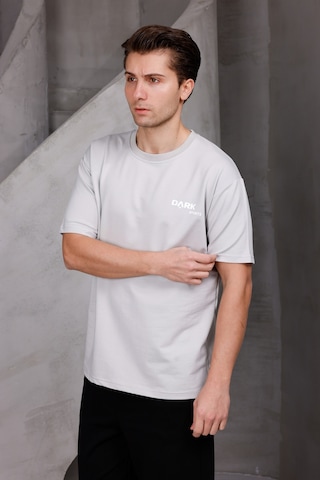 Erkek Baskılı Oversize Bisiklet Yaka 2 İki İplik Kompakt T-shirt Ekru
