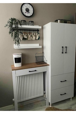 Kahve Köşesi Ünitesi Ceviz 70 X 30 X 92 Atlantik Çam - Beyaz