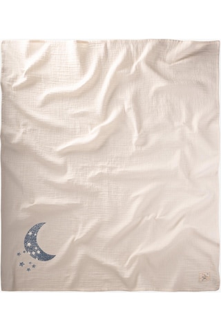 Cigit Ay Baskılı Naturel Battaniye 90x100 Cm İndigo Baskılı Indigo