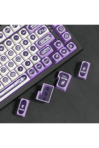 Mekanik Klavye Keycap -136 Tuşlu Mor - Beyaz Opal Tuş Takımı