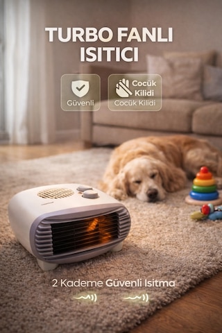Turbo Fanlı 2000w Elektrikli Isıtıcı 2 Kademeli Sessiz Ve Güvenli Sıcak Hava Üfleme Turbo Soba