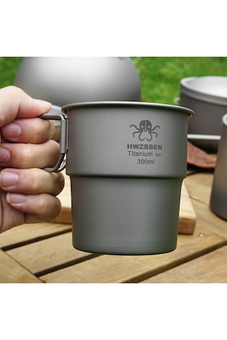 Geeroyoo Ti37 Saf Titanyum Kahve Ve Çay Bardağı, 300ml Kapasiteli, Hafif Ve Pratik Gri