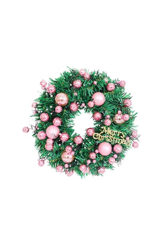 Ön Kapı 11.8" Yapay Noel Çelengi Pembe Top