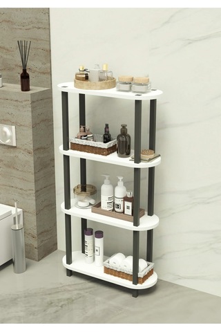 Soft 4 Katlı Banyo Düzenleyici Çok Raflı Banyo Organizeri Çok Amaçlı Banyo Düzenleyici - Beyaz Beyaz