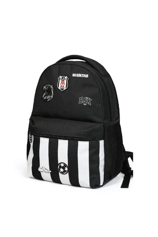 Beşiktaş Lisanslı Kartal Armalı Futbol Desenli Okul Çantası - Siyah Çocuk Sırt Çantası