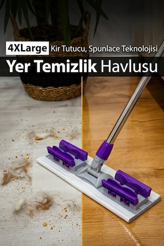 50 Yaprak 4xl Büyük Boy Mandallı Mop Uyumlu Islak Yer Temizlik Havlusu - Kullan At Bez Beyaz