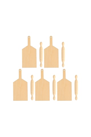 5'li Bebek Evi Oklava Ve Kesme Tahtası Seti Minyatür Ahşap Mobilya 1/12 Bebek Evi Mutfak Aksesuarları Diğer