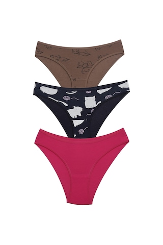 Asist Secret Magic Asm1111 Kadın 3 Lü Renkli Karışık Pamuklu Bikini Külot