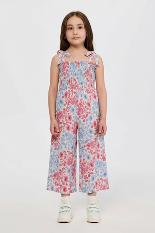 Panço Kız Çocuk Çiçek Desenli Pembe Tulum 2611GK24006