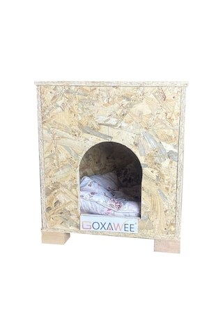 Goxawee Dizayn Kedi Evi Dış Ortam Uygun Ahşap Kedi Evi Osb 40x37x34 Cm Minder Hediyeli