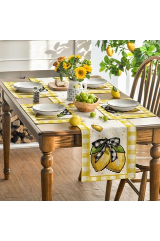 Buffalo Ekose Limon Placematları, 12x18 İnç, 4 Set 2